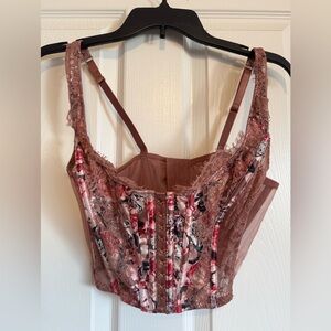 Victoria's Secret Dream Angels Unlined Bra Top Corset vintage rose floral